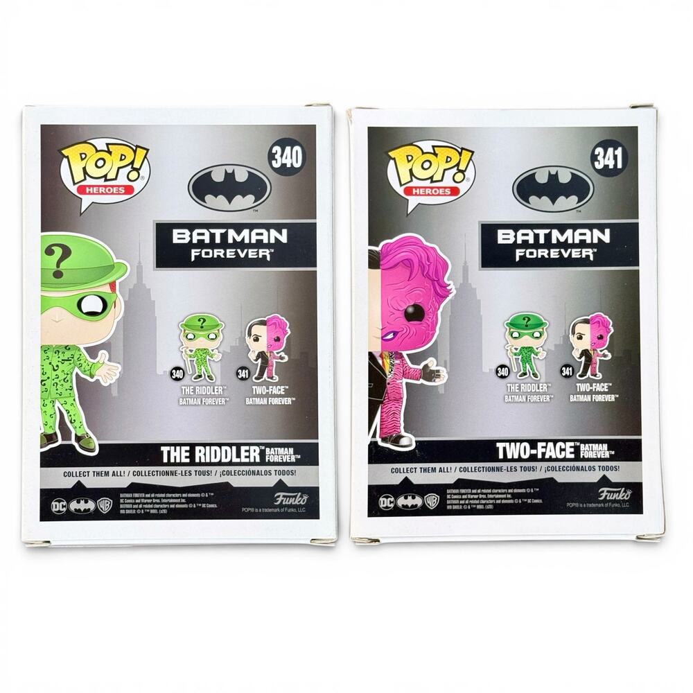 Funko POP! 2 Figures Batman Forever In Box 340 The Riddler 341 Two-Face Villains - Picture 3 of 11